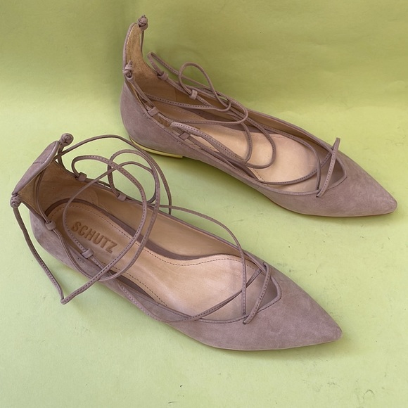 New tan Schutz suede nobuck/leather flats in original box - Picture 4 of 10